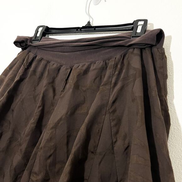 J. Crew Skirt Womens M Flowy A-Line Sheer Fold Over Brown Casual Minimalist Boho - Picture 2 of 6